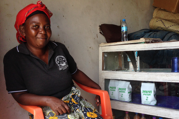 Anna Macha in shop, Kongo Tanzania